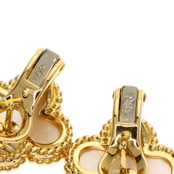Van Cleef & Arpels Vintage Alhambra Shell Earrings in 18K Yellow Gold for Women. - Picture 5 of 6